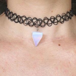 90s tattoo choker with opalite pendant